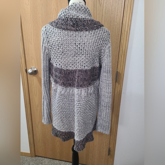 Cabi Chunky Knit Colorblock Striped Cozy Warm Open Front Cardigan Sweater - Picture 2 of 3